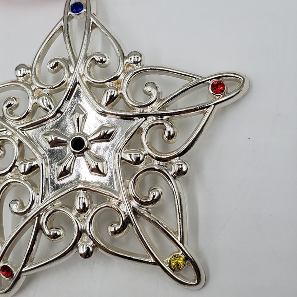 3/$15🖤 Lenox Sparkle and Scroll Silver Plated Star XMAS Ornament - Picture 2 of 5